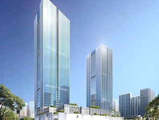 双塔高层办公楼 现代风格高层公寓